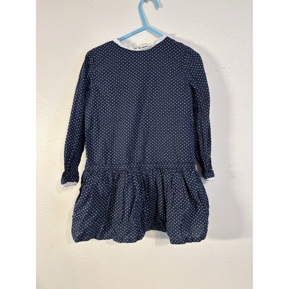 Polo Ralph Lauren 4T Dress Navy Cotton Long Sleeve Shirtdress Girls Classic - Picture 1 of 4